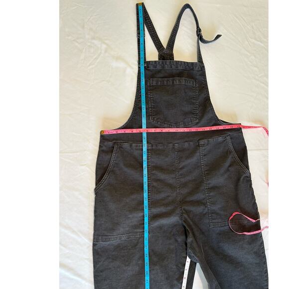 Aerie Werk & Play Corduroy Overalls Smoked Gray Cuffed Straight Leg Size Large - Picture 9 of 13